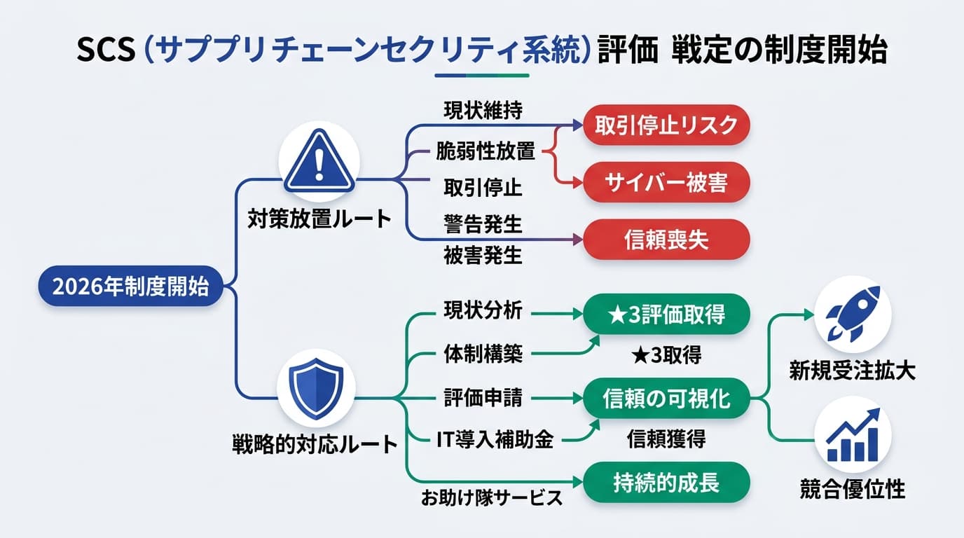 Featured image for blog post: 2026年「取引排除」の現実。中小企業を襲うサイバー攻撃とSCS評価制度の正体. 経営戦略・財務 related article thumbnail.