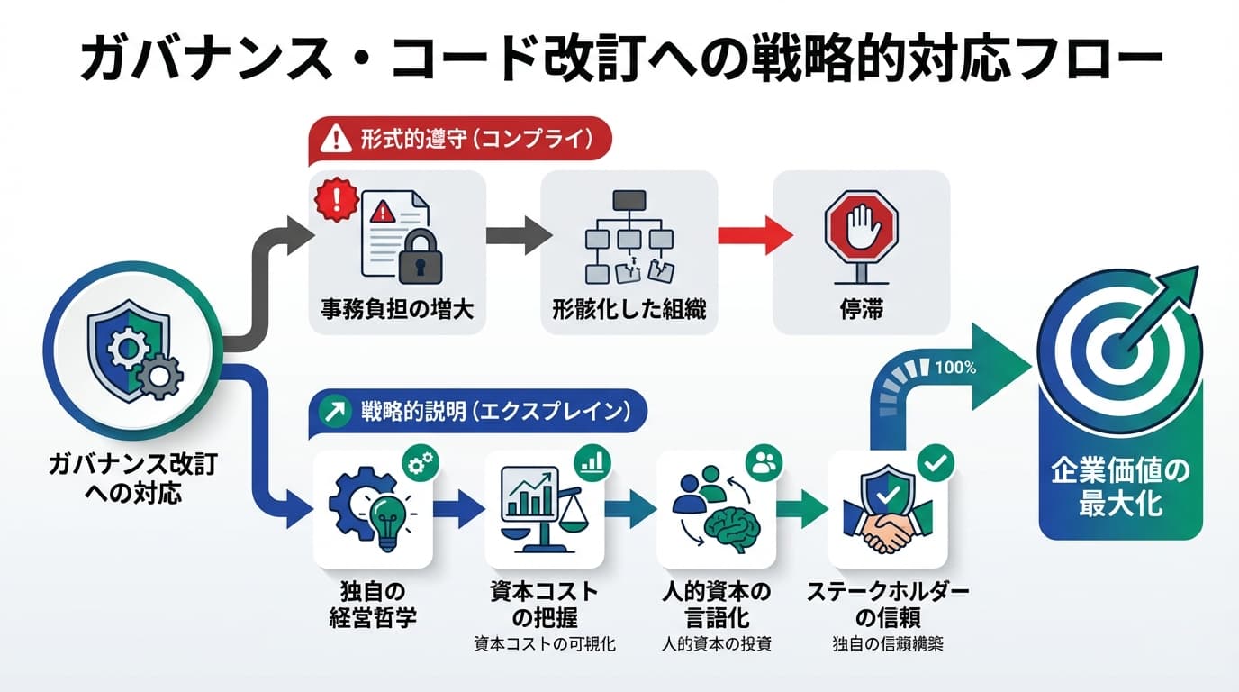 Featured image for blog post: 令和7年度ガバナンス・コード改訂を機に「社長の勘」を「独自の経営OS」へ昇華する. 経営戦略・財務 related article thumbnail.