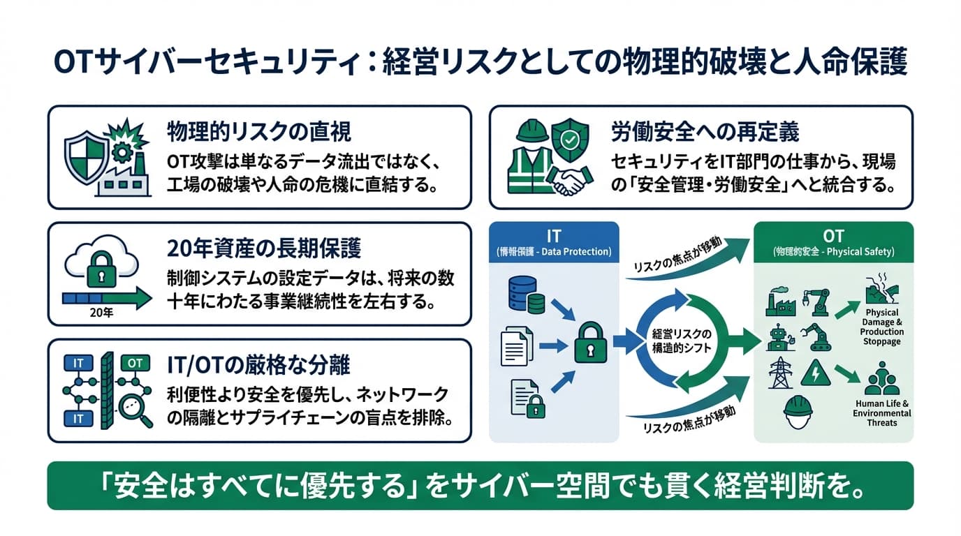 Featured image for blog post: 物理破壊と人命を守る経営判断:OTセキュリティを労働安全へ. リスク管理・コンプライアンス related article thumbnail.