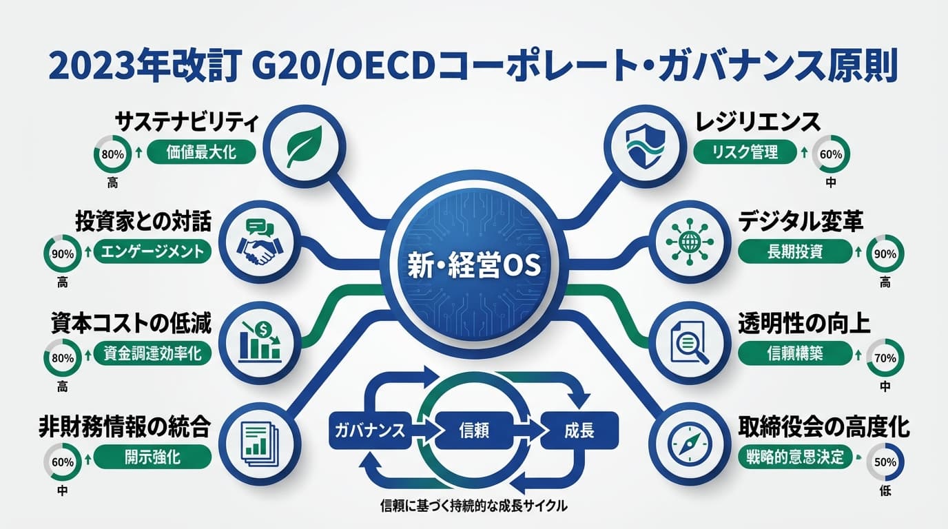 Featured image for blog post: G20/OECD新原則で変わる経営OS:サステナビリティと企業価値の最大化. グローバル戦略・サステナビリティ related article thumbnail.