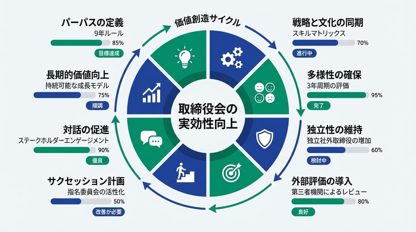 Featured image for blog post: 取締役会の実効性を高める:パーパスと連動した価値創造の仕組み. 経営戦略・財務 related article thumbnail.