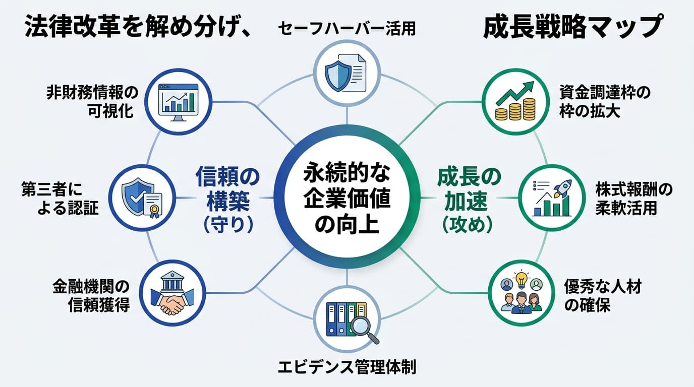 Featured image for blog post: 法改正を味方に:中堅企業が「信頼」で資金と人材を引き寄せる新戦略. 経営戦略・財務 related article thumbnail.