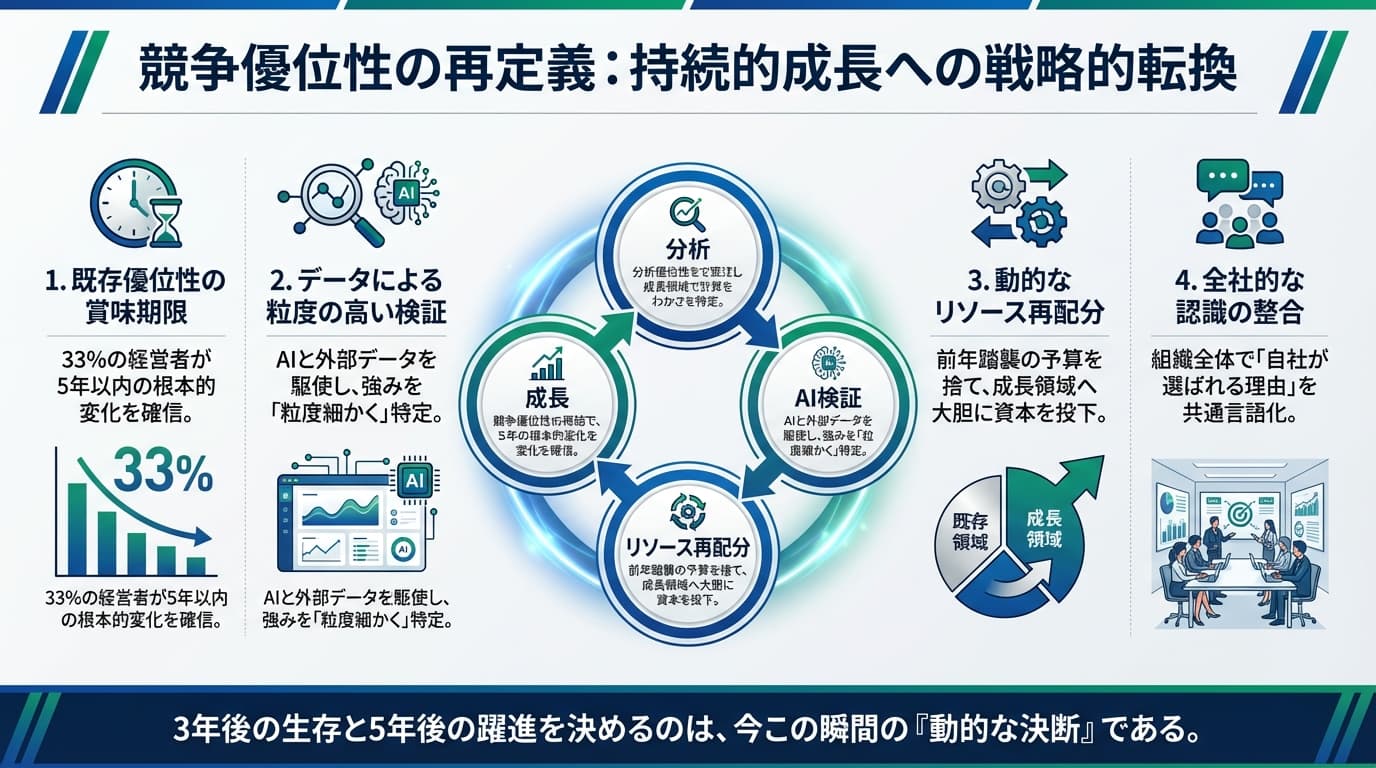 Featured image for blog post: 競争優位性の賞味期限:成長企業が実践する動的リソース配分. 経営戦略・財務 related article thumbnail.
