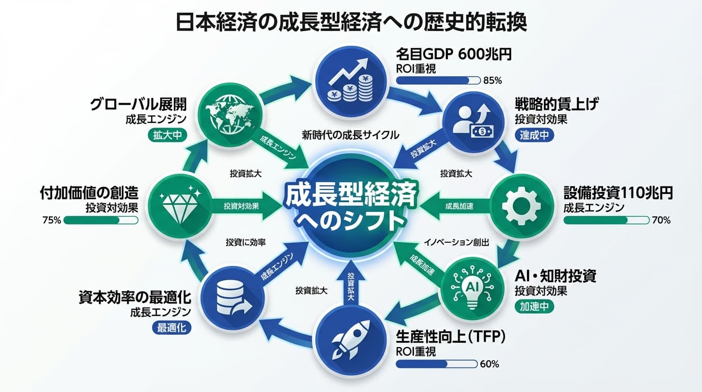 Featured image for blog post: 名目GDP600兆円時代の到来:コストカットから成長投資への転換. 経営戦略・財務 related article thumbnail.