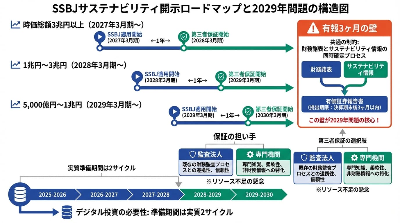 Featured image for blog post: 有報3ヶ月の壁を突破せよ|時価総額5,000億円超企業が直面する2029年SSBJ基準の衝撃. 経営戦略・財務 related article thumbnail.