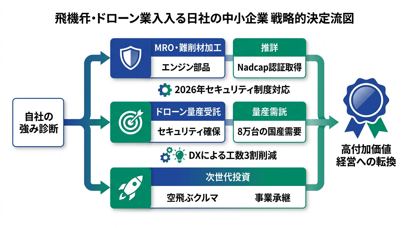 Featured image for blog post: 2030年ドローン8万台の衝撃。中小企業が航空機・ドローン産業で勝つ3つの戦略. 業界動向・未来予測 related article thumbnail.